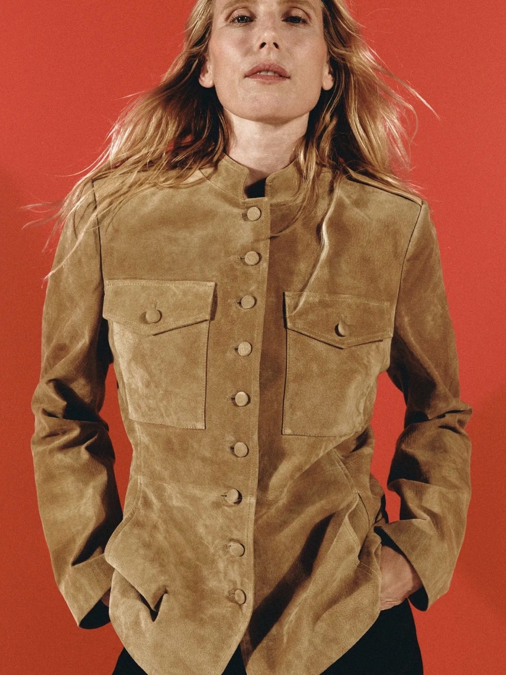 Zara 100% Leather Jacket With Covered Buttons 3046/261/704